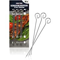 COM-FOUR® 16 brochetas de kebab de acero inoxidable - brochetas de carne de 22 cm de longitud - brochetas de verduras de…